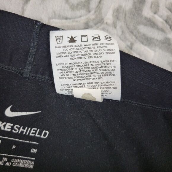Nike Shield Leggings Women’s Small Black Dri Fit Running Gym Zip Ankle Athletic - Picture 10 of 15